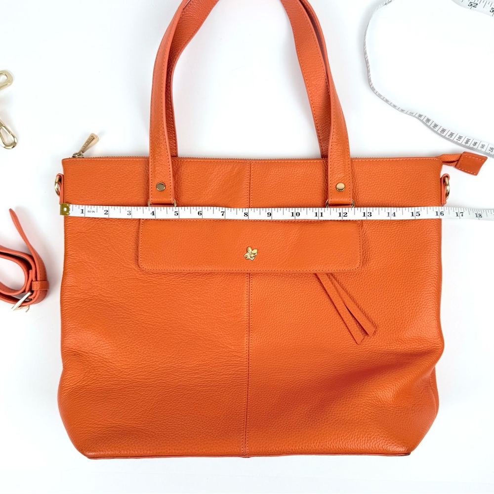 Ora Delphine Eden Leather Tote Bag in Clementine / Orange Leather $398 MSRP - Picture 13 of 15